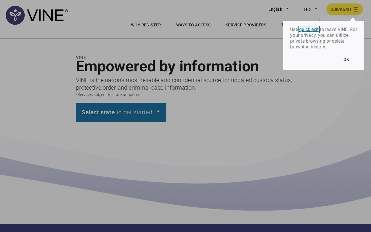 VINELink national custody search portal